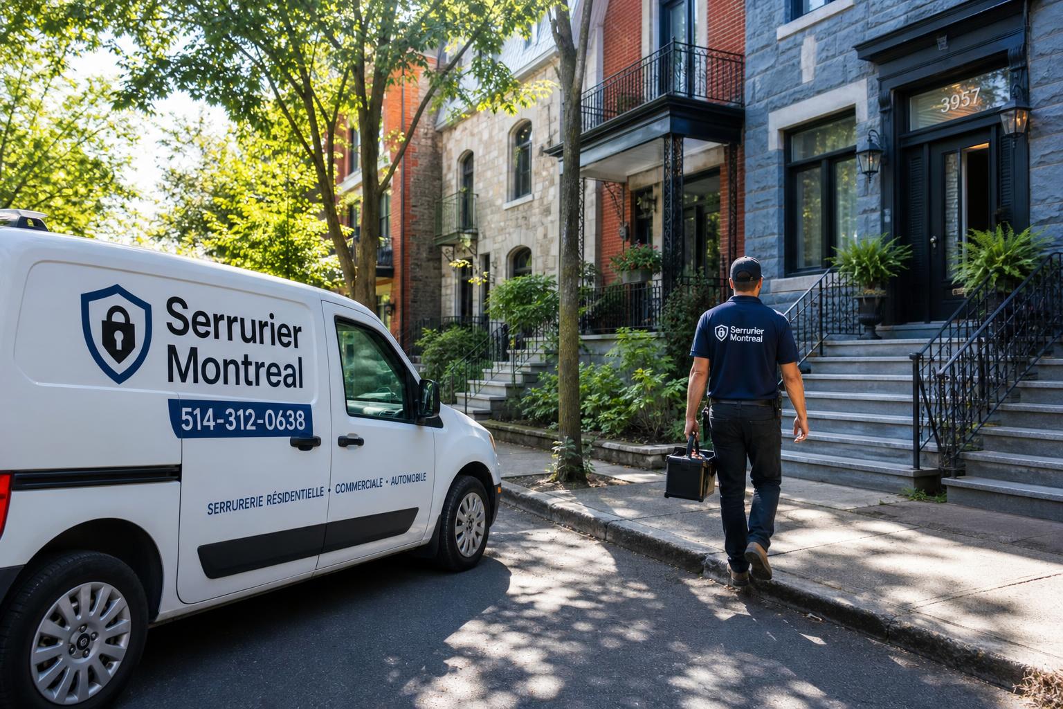 Mobile locksmith in Plateau-Mont-Royal Montreal responding to a residential service call